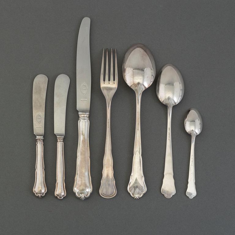 A set of silver flatware of 58 pcs "Chippendale".