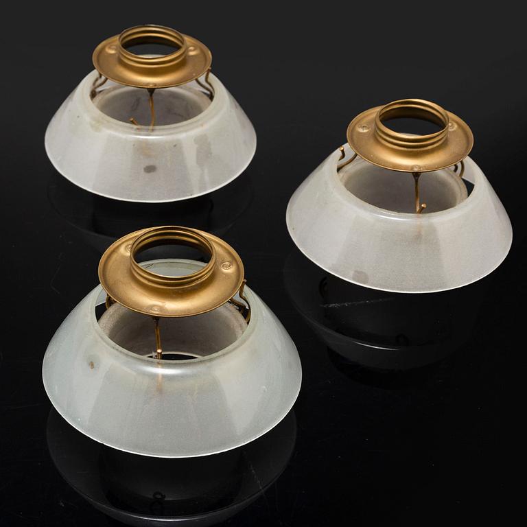 POUL HENNINGSEN, reservdelar till PH-lampor, 3+3+3 glasskärmar samt hållare, Louis Poulsen, troligen 1900-talets förra.