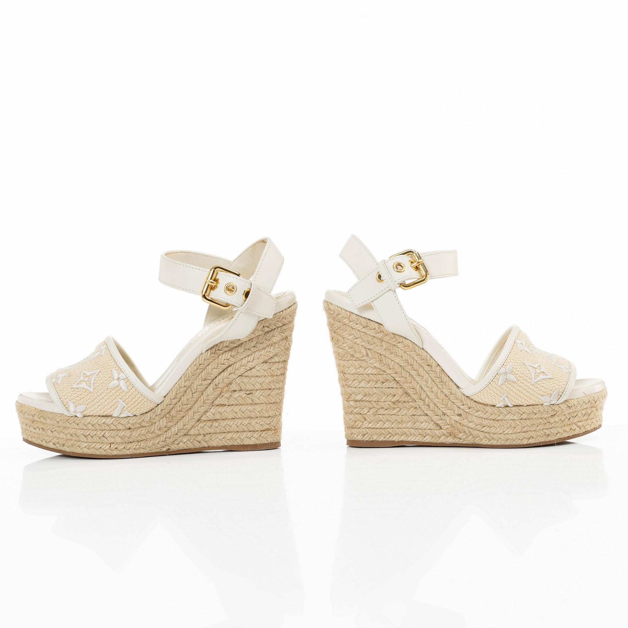 Louis Vuitton, sandals, "Helios Wedge Espadrille", size 37.