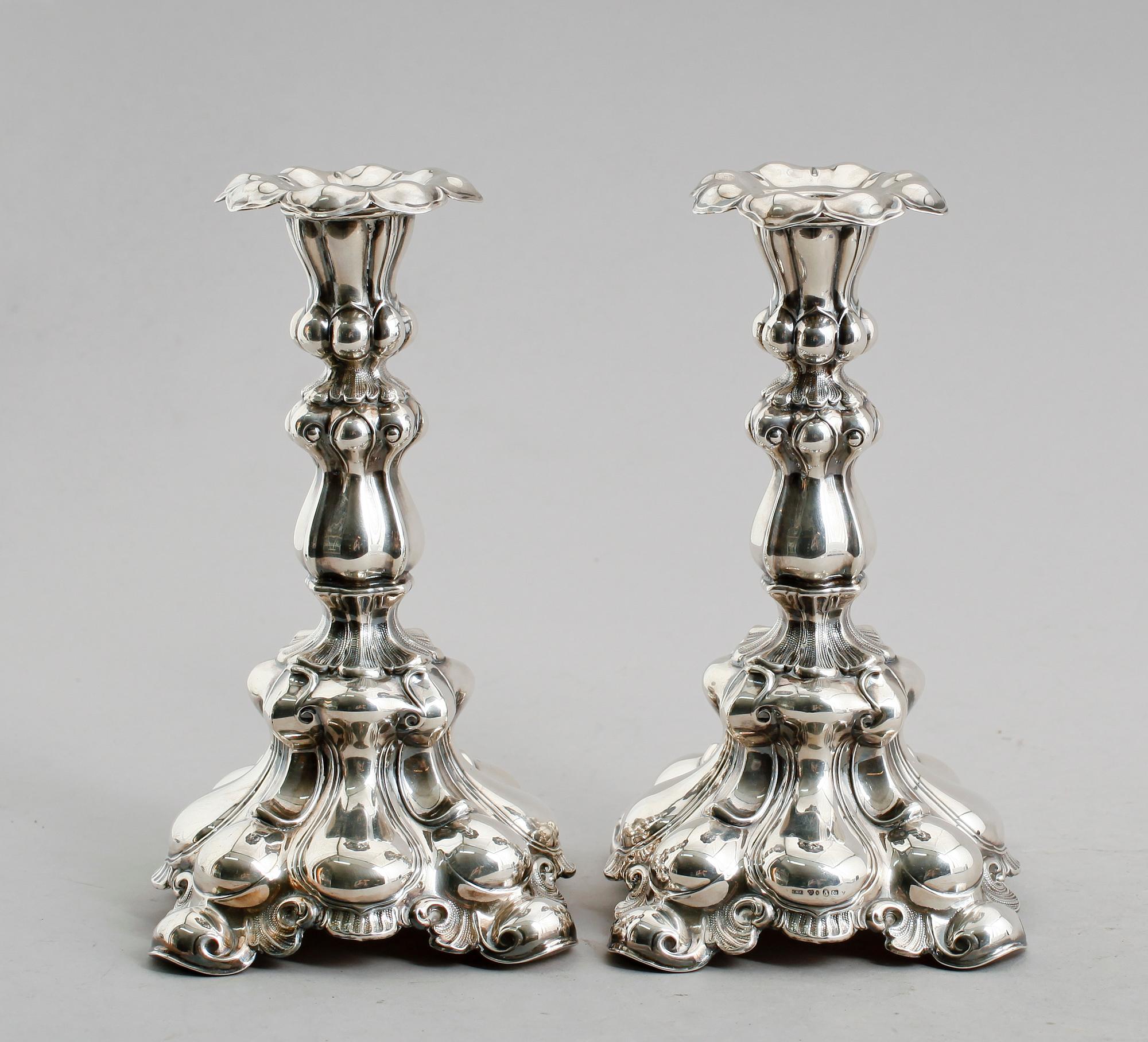 LJUSSTAKAR, 1 par, silver, CG Hallberg, Stockholm 1940.