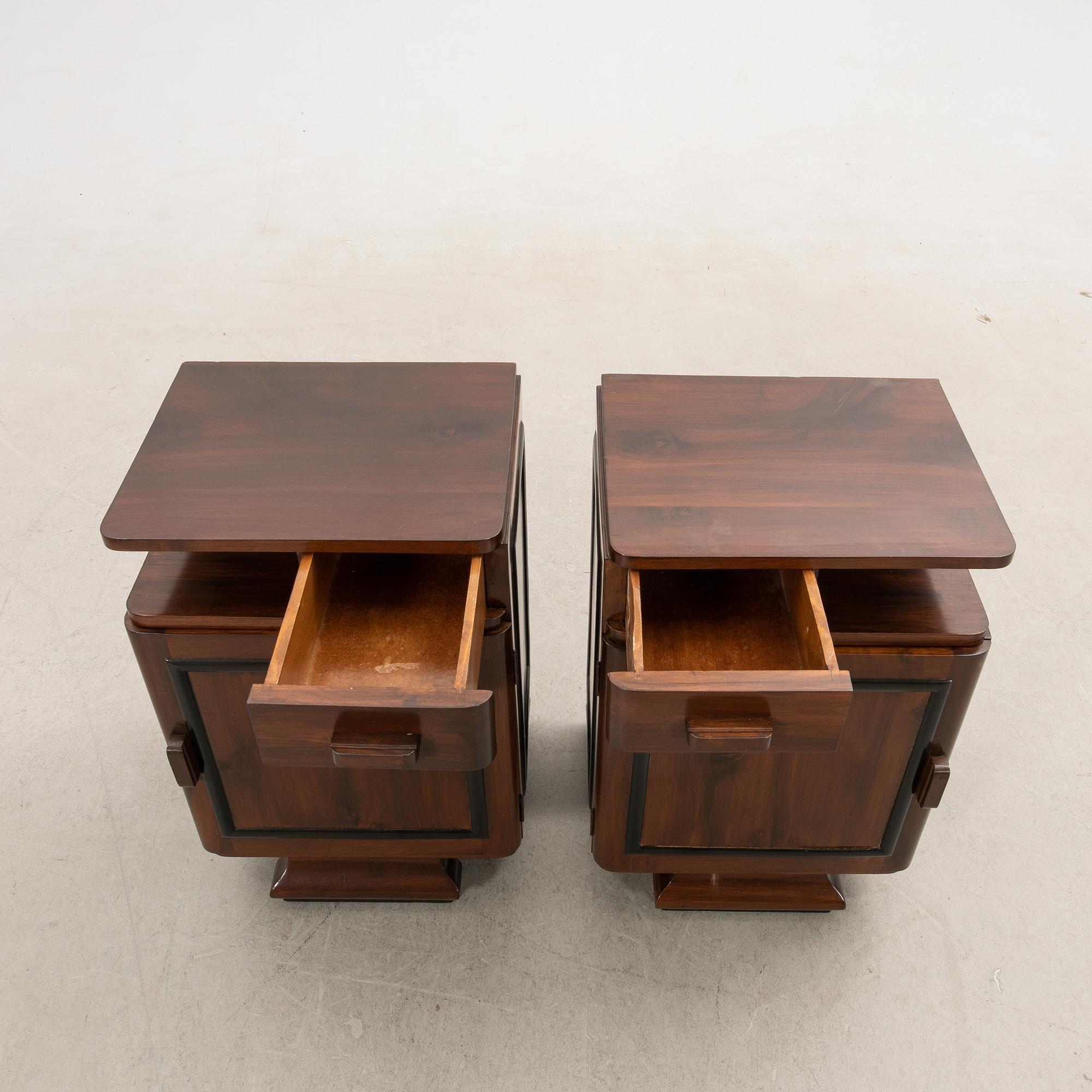 Bedside tables, a pair, Art Deco, first half of the 20th century.