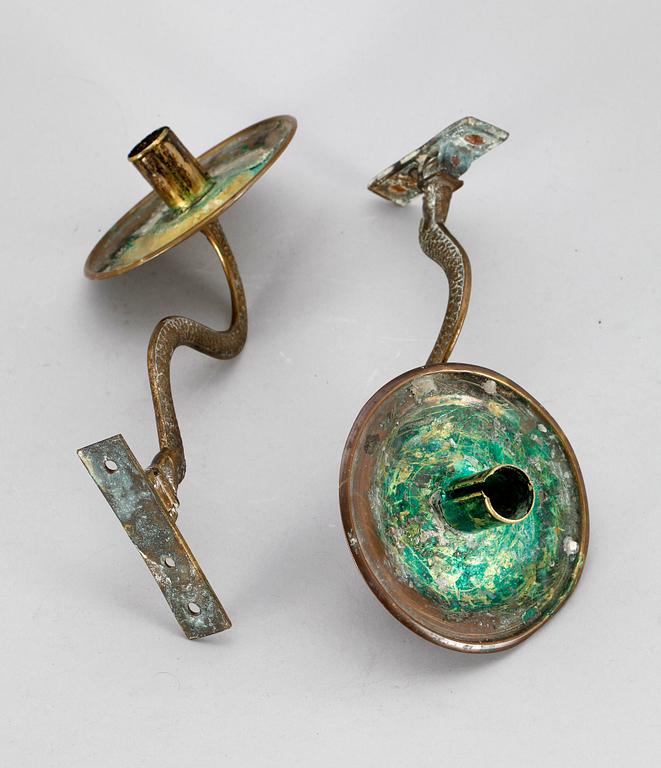 LJUSARMAR, ett par, mässing, empire, 1800-talets första hälft.