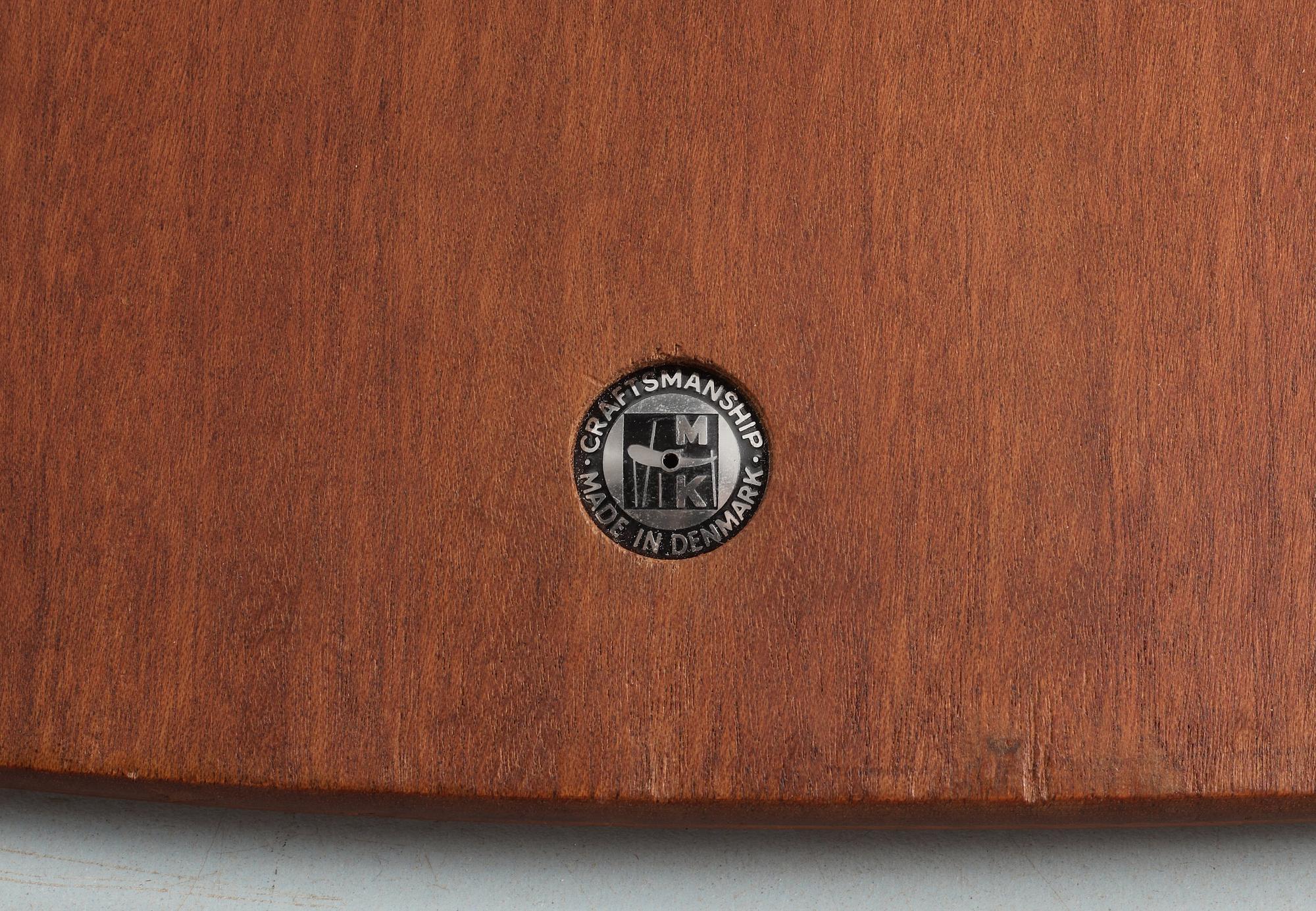 A set of four Arne Hovmand-Olsen teak and mahogany chairs, Mogens Kold, A/S Kerteminde, Denmark 1950's.