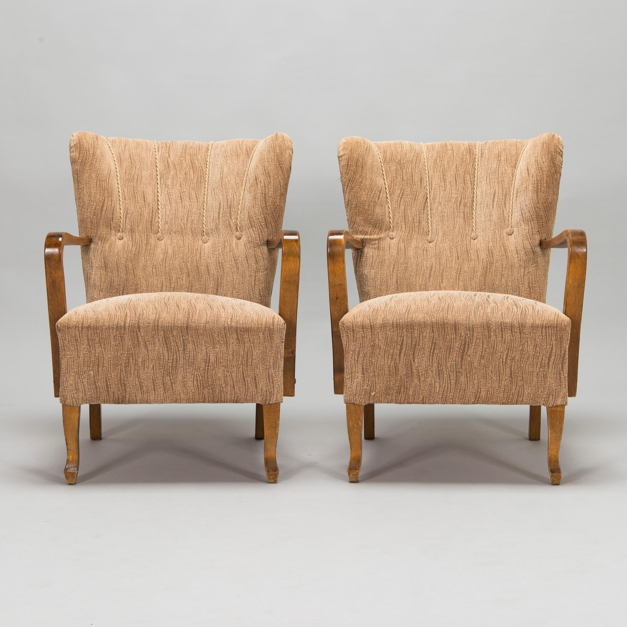 Fåtöljer, ett par, sk "K-stol", 1930/ 1940-tal.