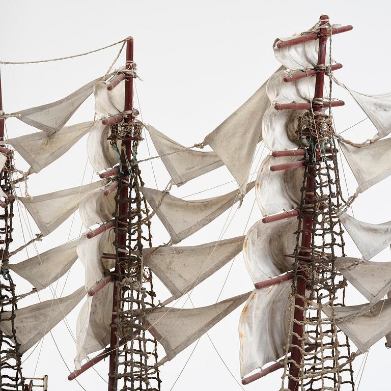 A modell of a ship from Brahestad, Finland, 19th century.