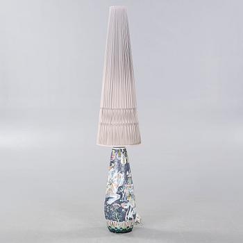 A ceramic floor lamp by Marian Zawadsky for Tilgmans, signed and dated 1957.