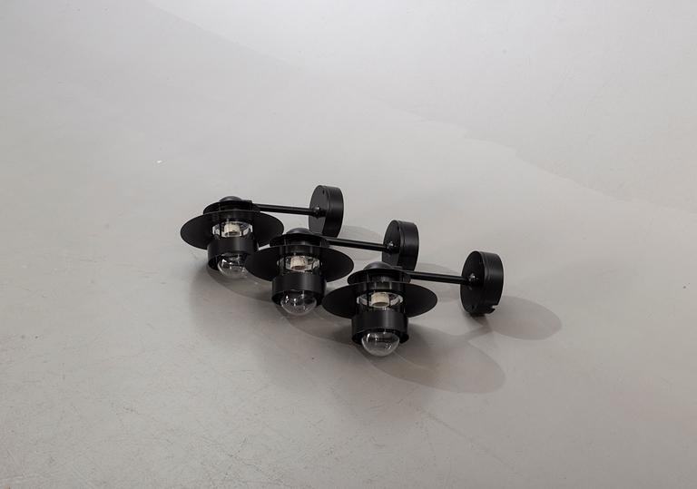 JENS MØLLER-JENSEN, three wall lamps for out doors, "Albertslund", Louis Poulsen.