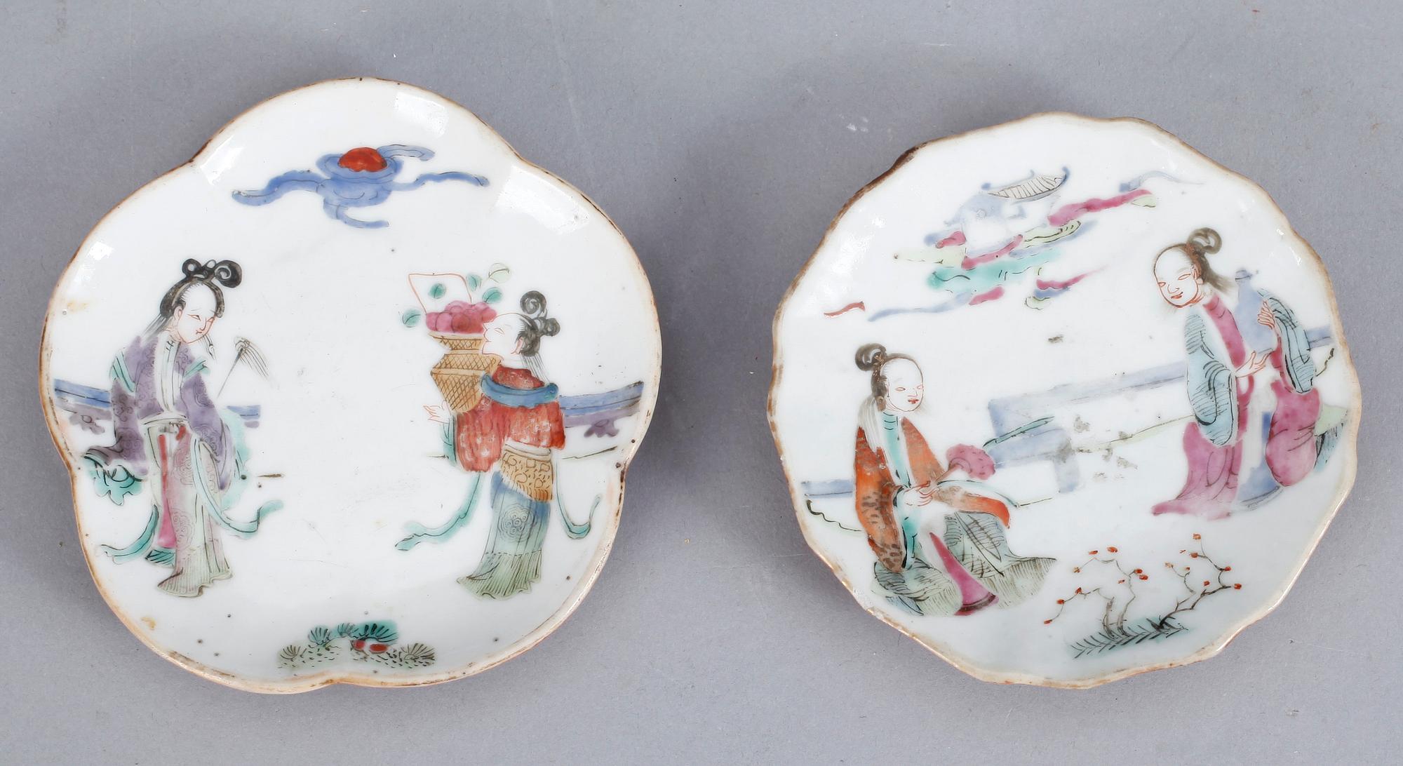 SAMLING PORSLIN, 10 delar, Kina, Mestadels Qingdynastin, 1700-1800-tal.