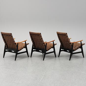 A set of three 1950's easy chairs.