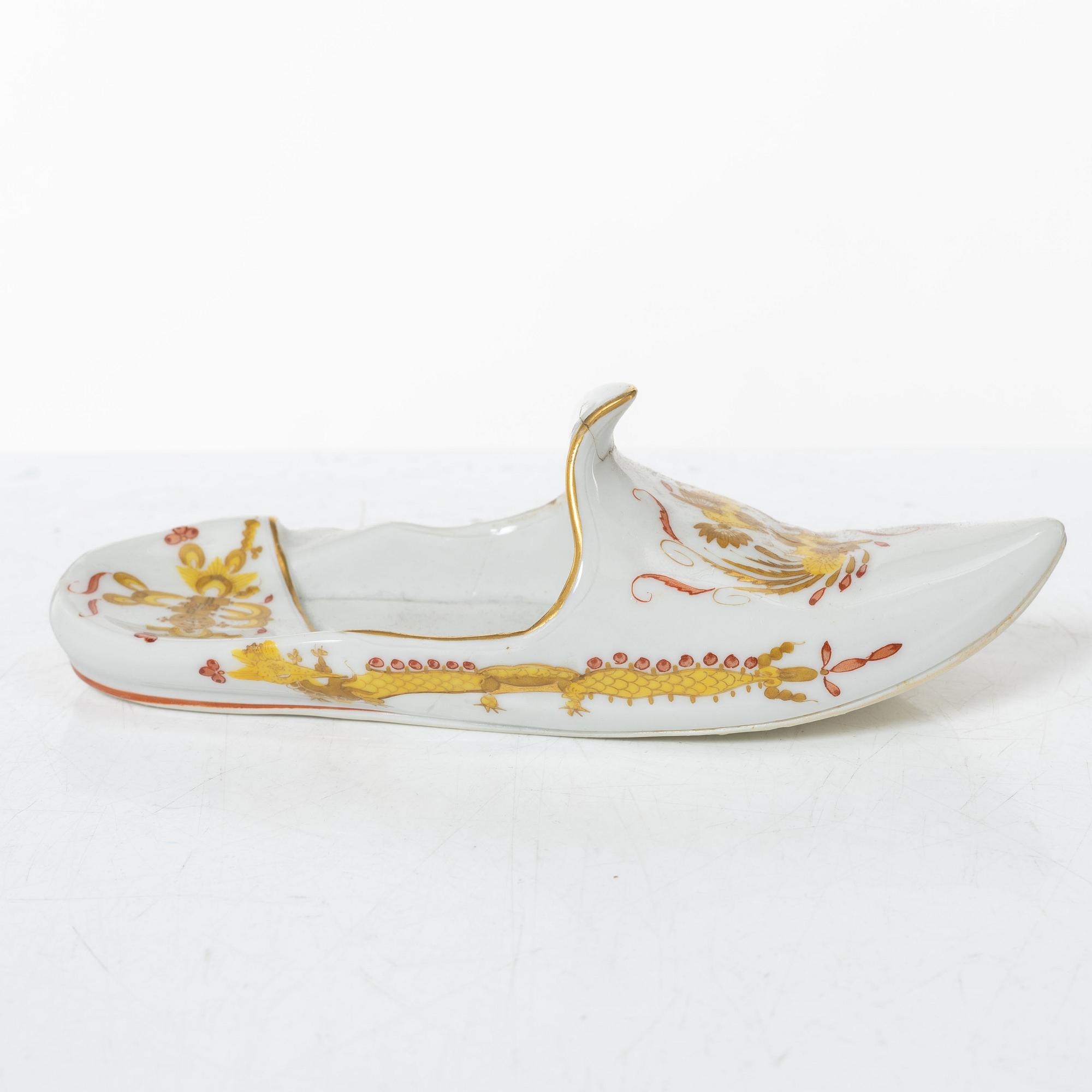 Meissen, servisdelar, 7 st, porslin, "Yellow court dragon", Tyskland.