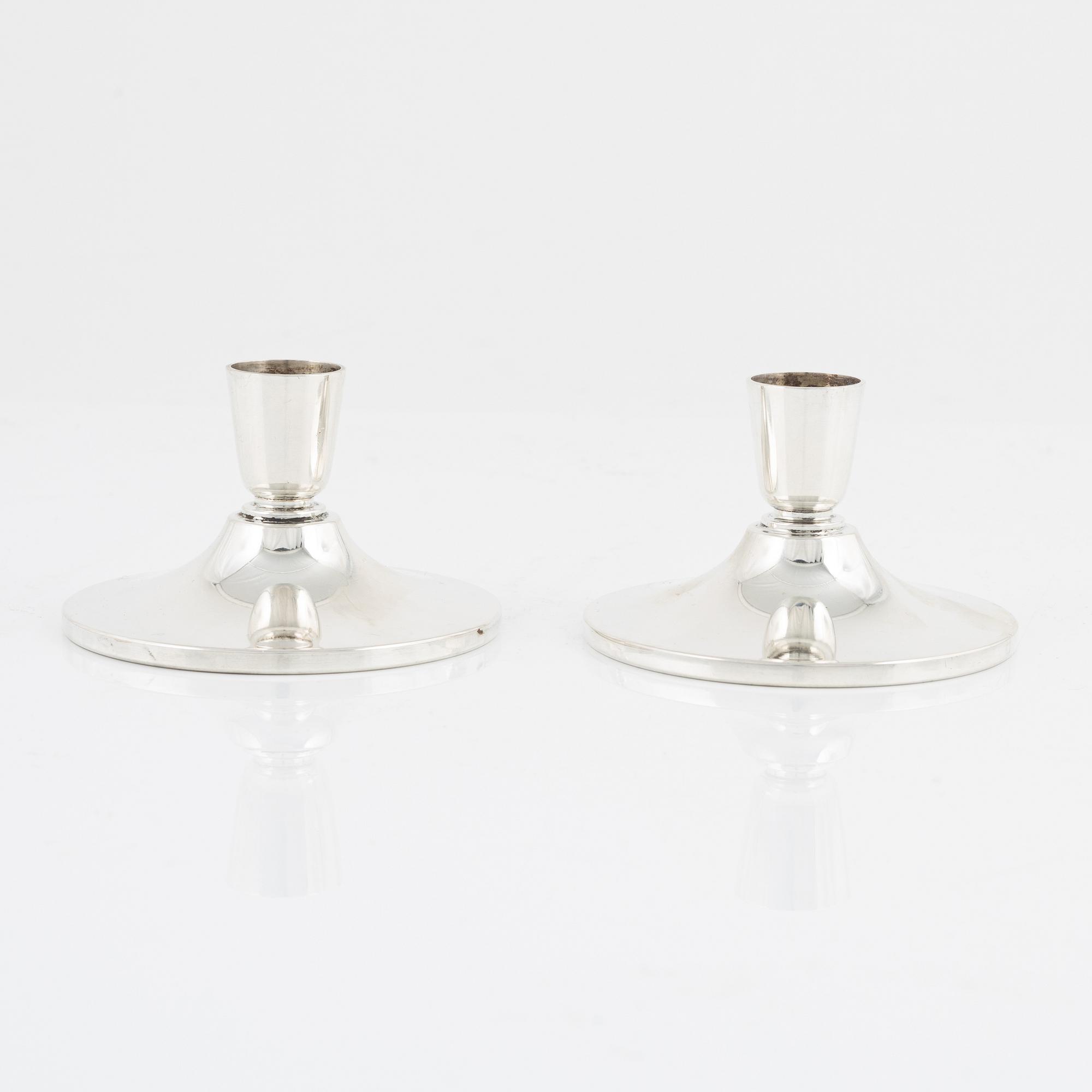 Atelier Borgila, a pair of sterling silver candlesticks, Stockholm 1963.