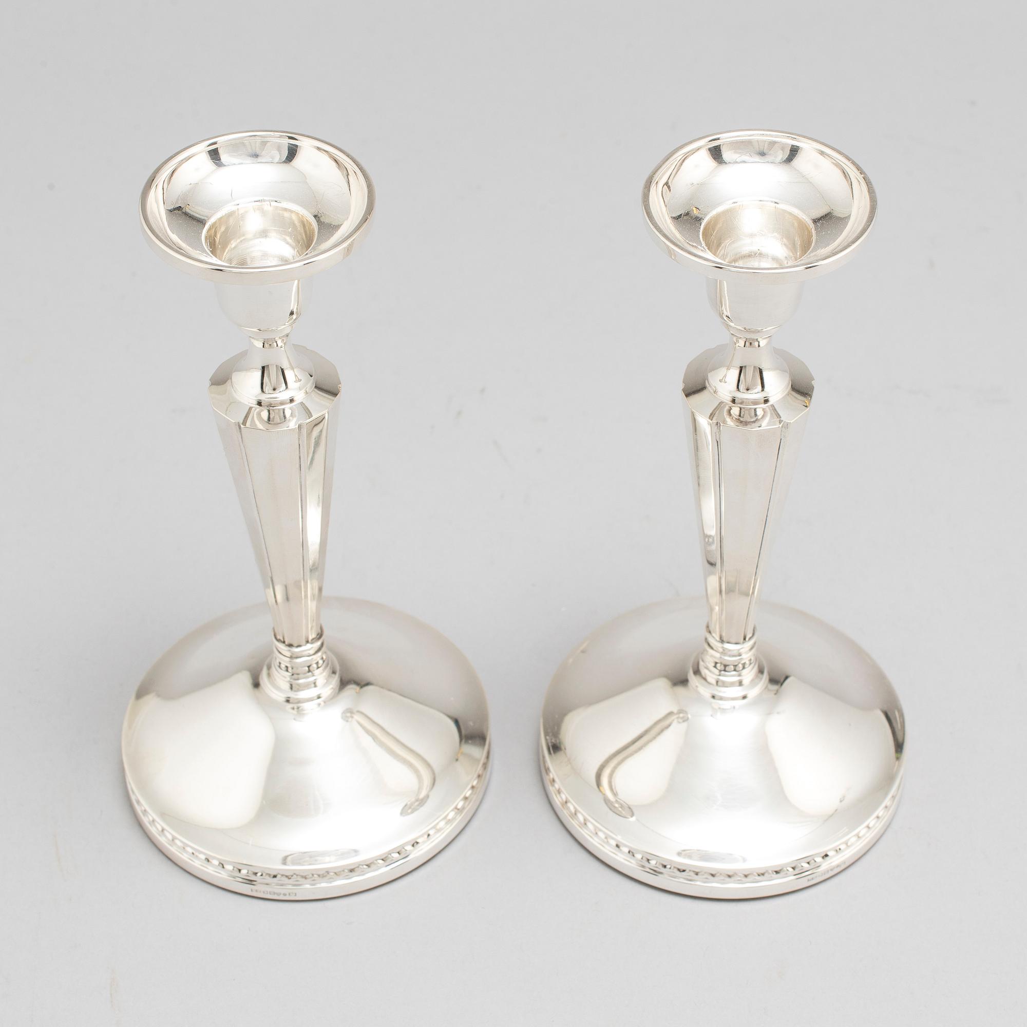 ERIC LÖFMAN, a pair of silver candle sticks, Uppsala 1972.