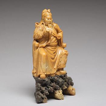 A soapstone sculpture of the warrior god, Qing dynasty, 19th Century.