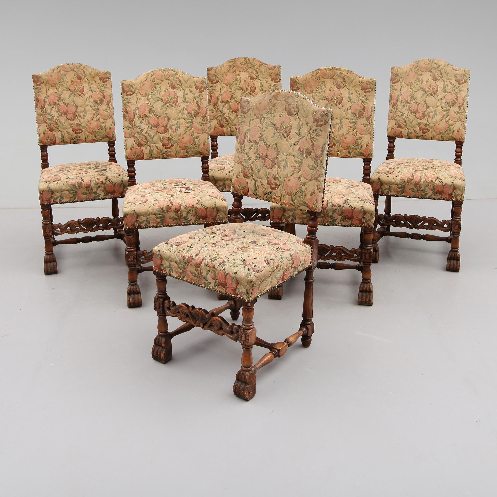 STOLAR, 6 st, barockstil, 1900-talets första hälft.