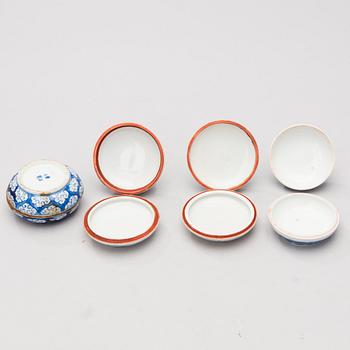 A set of six Chinese porcelain ink boxes.