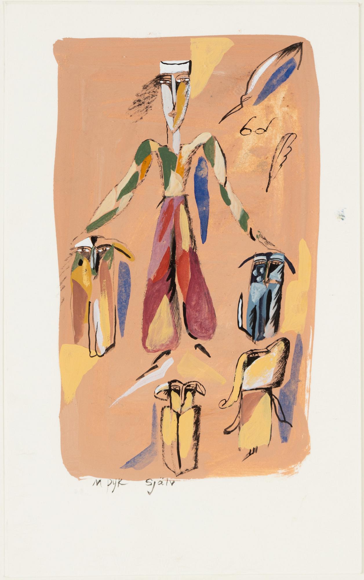 Madeleine Pyk, gouache, signed.