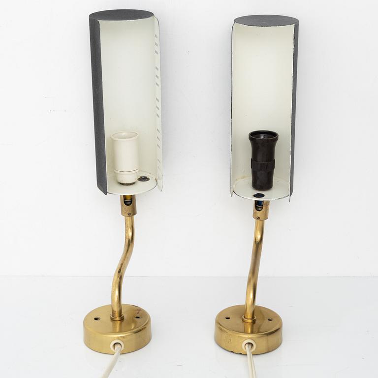 Vägglampor, ett par, modell 8260, Falkenbergs belysning, 1900-talets mitt.