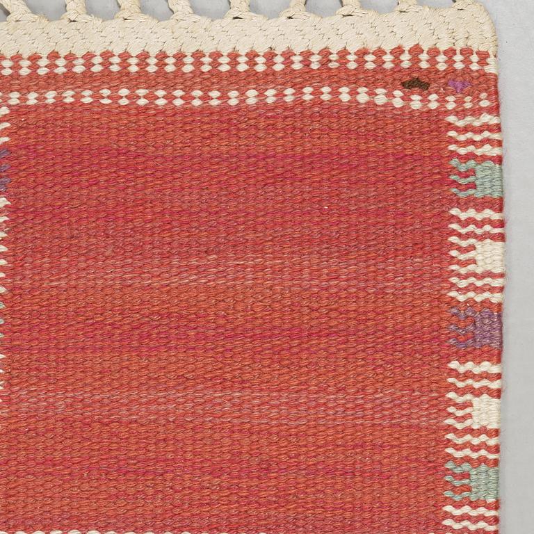 BARBRO NILSSON, a carpet, flat weave, 232 x 168,5 cm, "Falurutan, röd Borås", signed AB MMF BN.