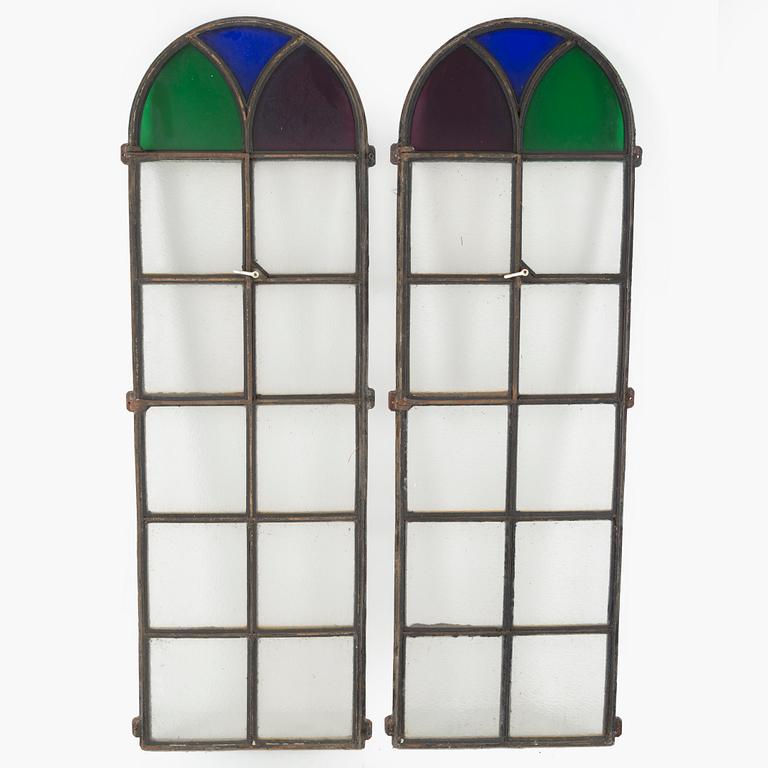 A pair of cast iron and glass windows, first half of the 20th century.