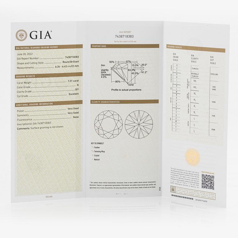 Örhängen med briljantslipade diamanter, medföljande GIA report.