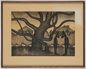 Valentina Kropivnitskaya, "Two animals and a tree".