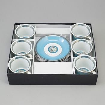Coffee set, 6 cups with plates. "Arabesque", Versace för Rosenthal. Hight 8 cm, Diameter 9.5 cm. Plates diameter 16 cm.