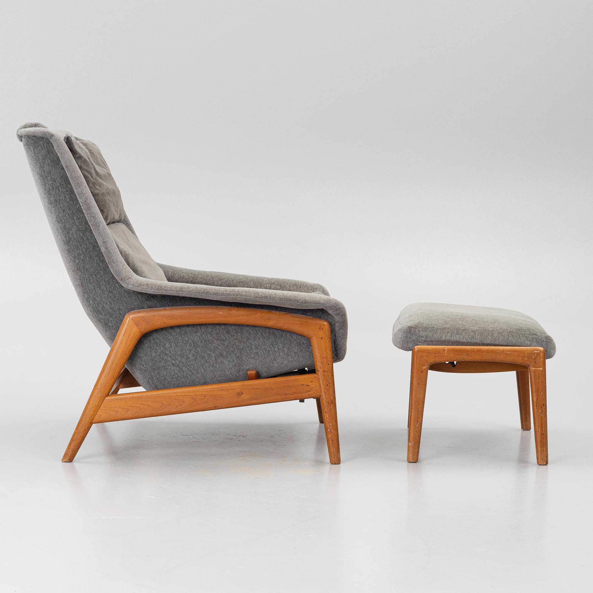 Folke Ohlsson, A 'Profil' lounge chair and foot stool from Dux, 1960's.
