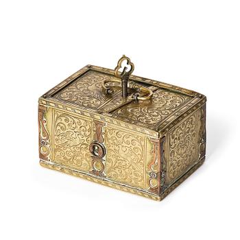 116. A gilt-brass miniature casket by Conradt Mann (master in Augsburg and Nuremberg, fl. ca. 1600-1630).