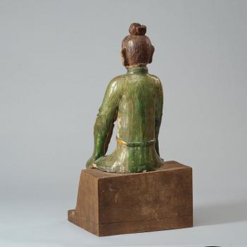 A green and yellow glazed figure, Ming dynasty 17th century.