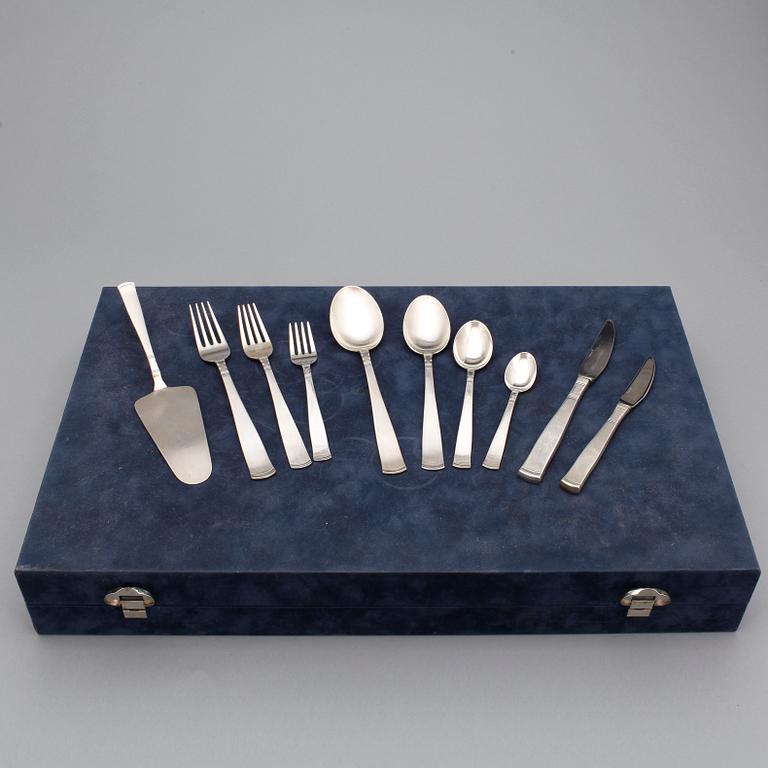 BESTICKSERVIS,  56 delar, silver, "Rosenholm", GAB, Stockholm, bl.a. 1998. Vikt utan knivar 1411 gram.
