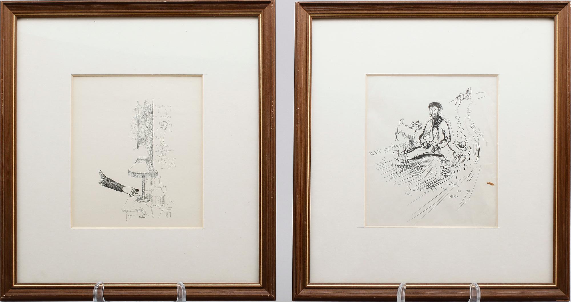 RAGNAR LINDEN, blyerts- och tuschteckningar, 9 st, signerade.