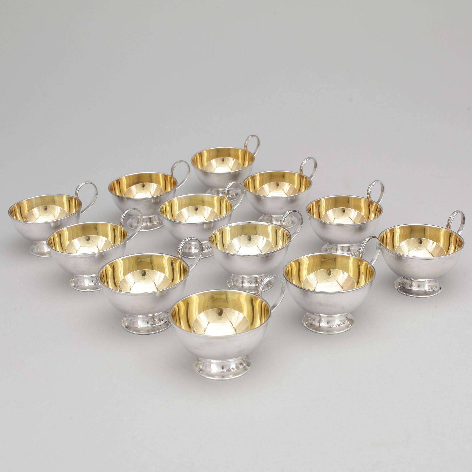 PUNSCHKOPPAR , silver, 12st, GAB, 1959, Vikt ca 396g.