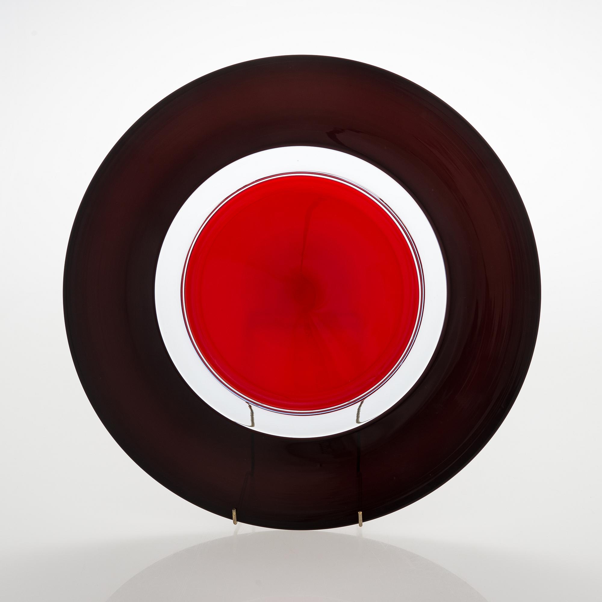 Timo Sarpaneva, a glass plate signed Venini 91 Sarpaneva.