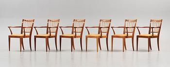 Josef Frank, a set of six mahogany and rattan armchairs, Svenskt Tenn, model 1165.