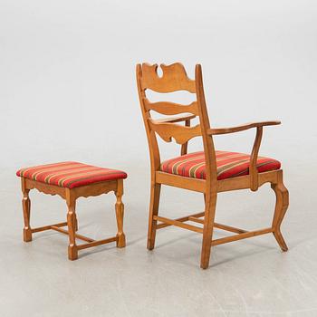 Henning Kjærnulf armchair and stool "Razorblade" EG Möbel Denmark 1960s.