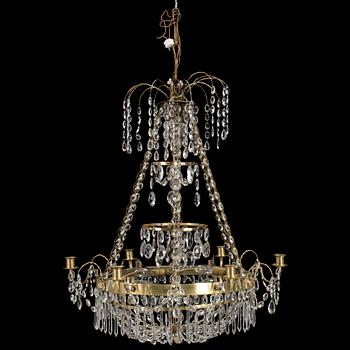 A late Gustavian circa 1800 six-light chandelier.