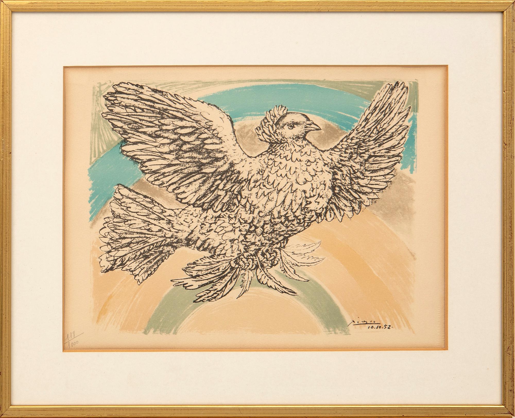 Pablo Picasso, efter, "Colombe volant (À l'arc-en-ciel)".
