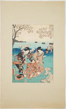 Utagawa Kunisada, woodblock print in colours, signed, 1854.