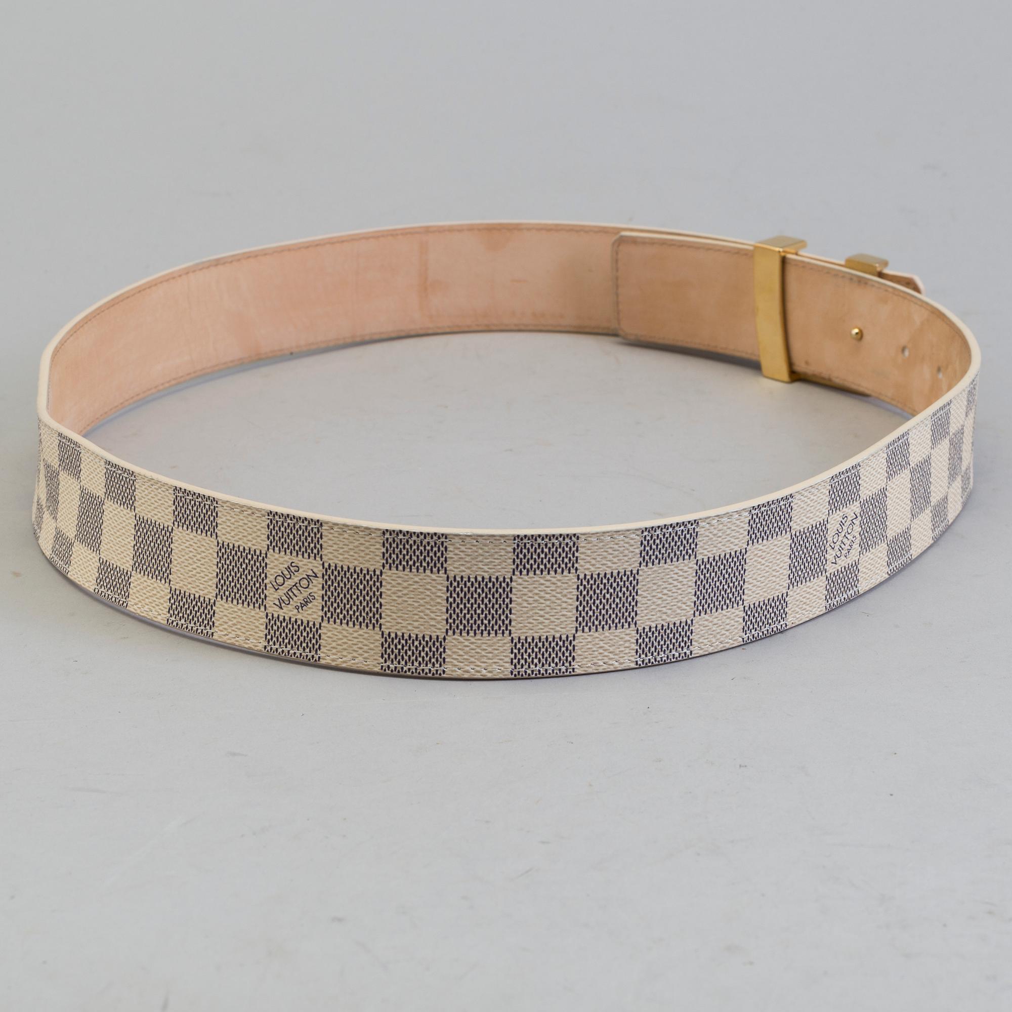 LOUIS VUITTON a Damier Azur belt size 90 36. Bukowskis