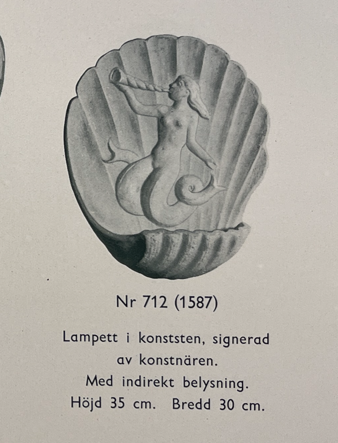 Erling Valldeby, vägglampa, modell 712, Bjerkås, Göteborg, 1940-tal.