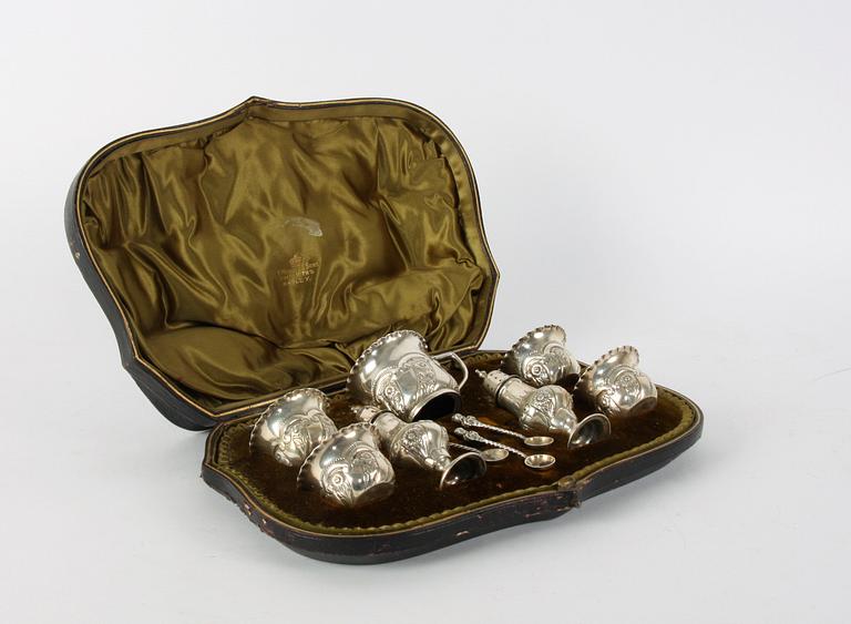 KRYDDSET, 7 delar, silver, London tidigt 1900-tal.