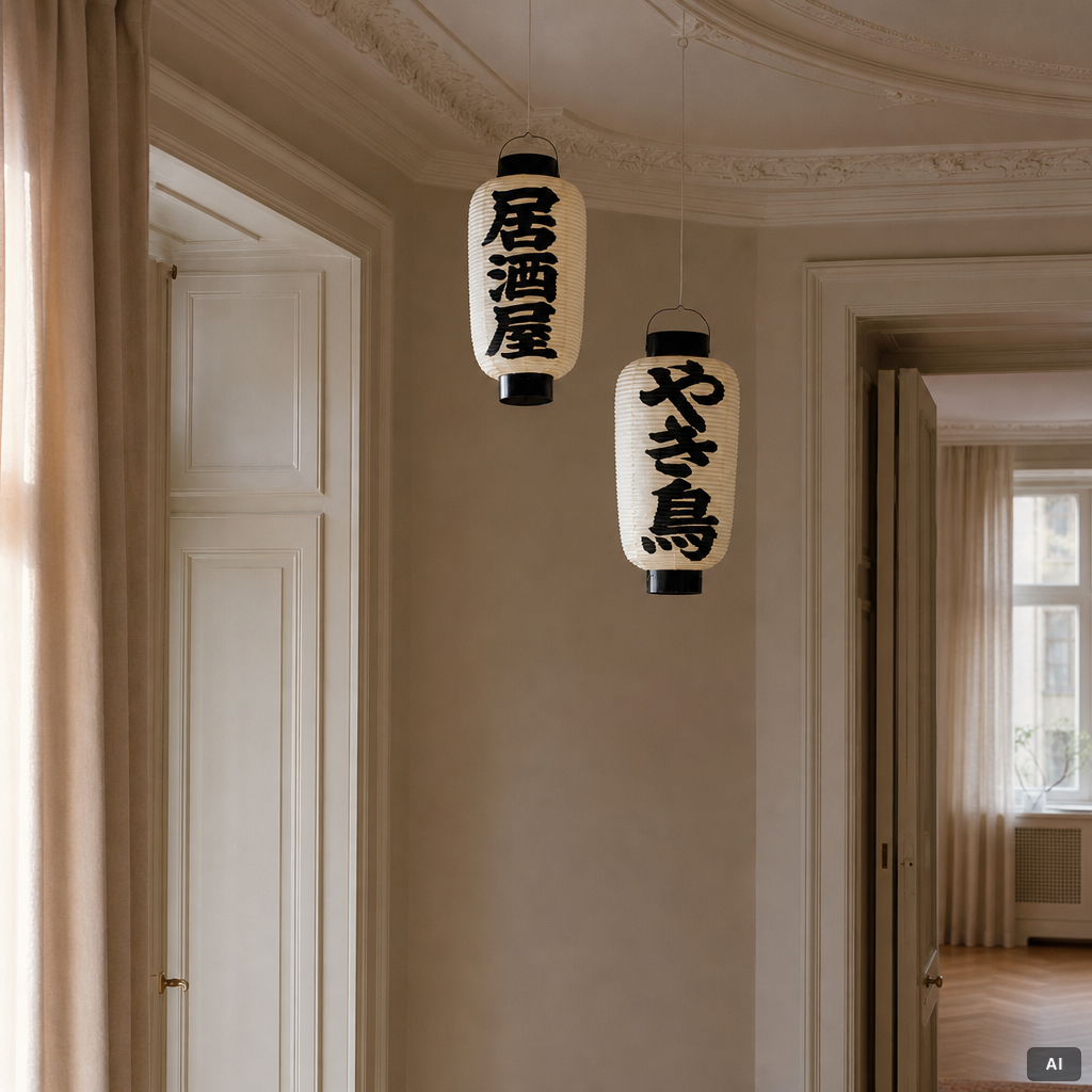 A pair of Japanese paper lanterns, 20th century.