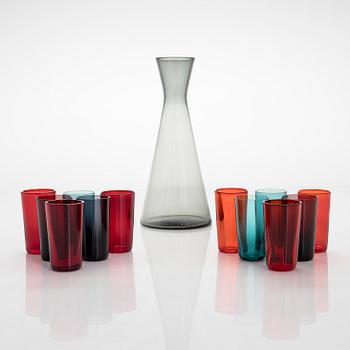 Kaj Franck, karaff, modell 1541, snapsglas 12 st, modell 1153, Notsjö Finland, 1900-talets mitt.