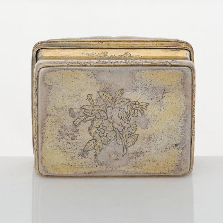 A Swedish Rococo silver-gilt snuff-box, mark of Kilian Kelson, Stockholm 1759.