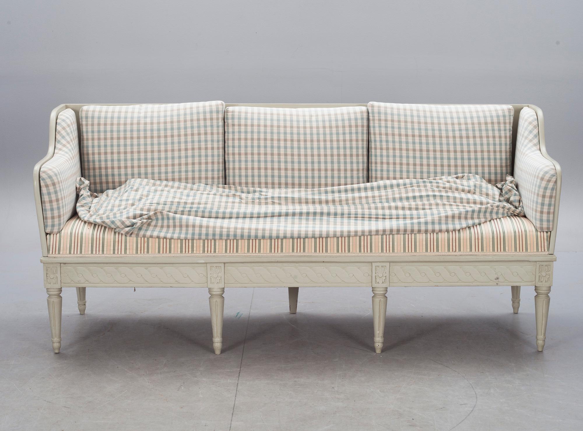TRÅGSOFFA, gustaviansk stil, 1800/1900-tal.