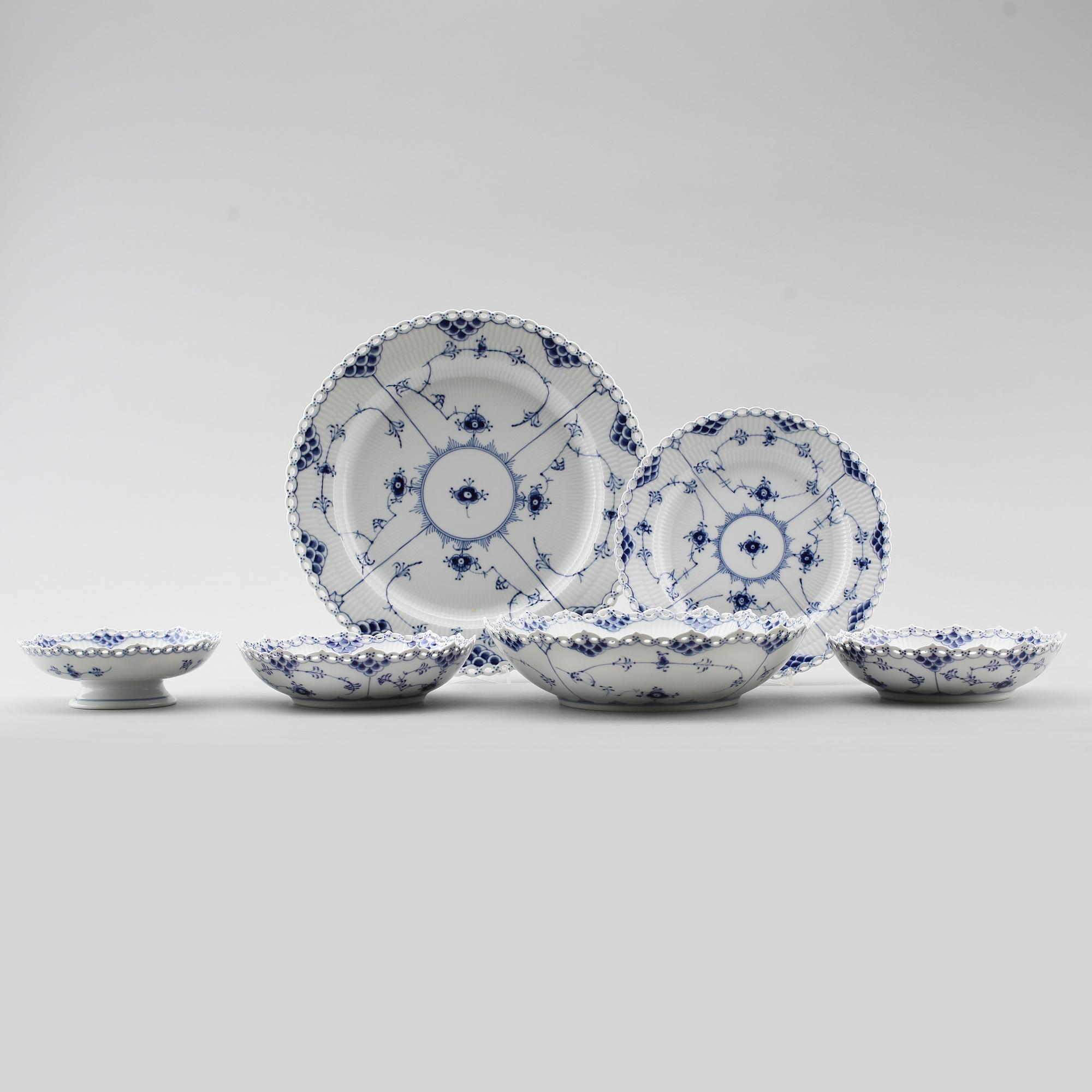 SERVISPORSLIN, 6 delar, musselmalet, Royal Copenhagen.