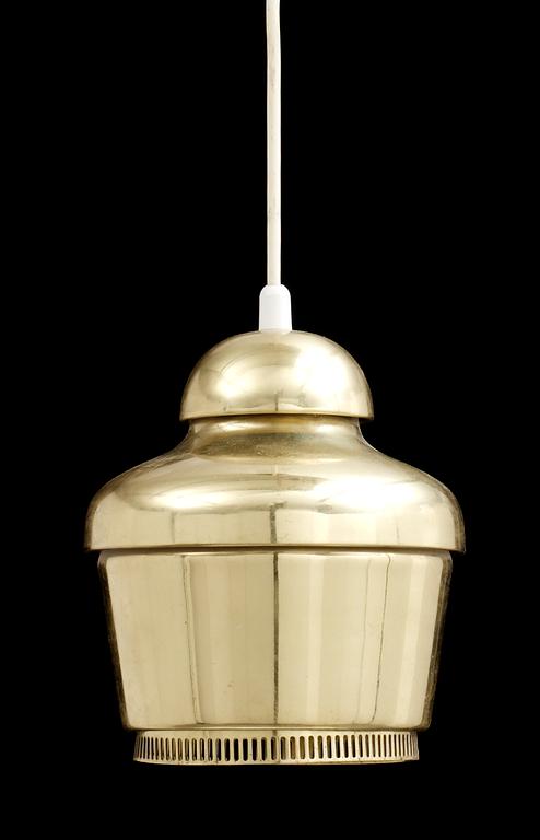 An Alvar Aalto brass ceiling lamp 'Golden Bell' by Valaistustyö Ky, Finland.