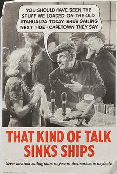 KRIGSAFFISCHER, 7 st, bla Mightier yet!, England 1940-tal.