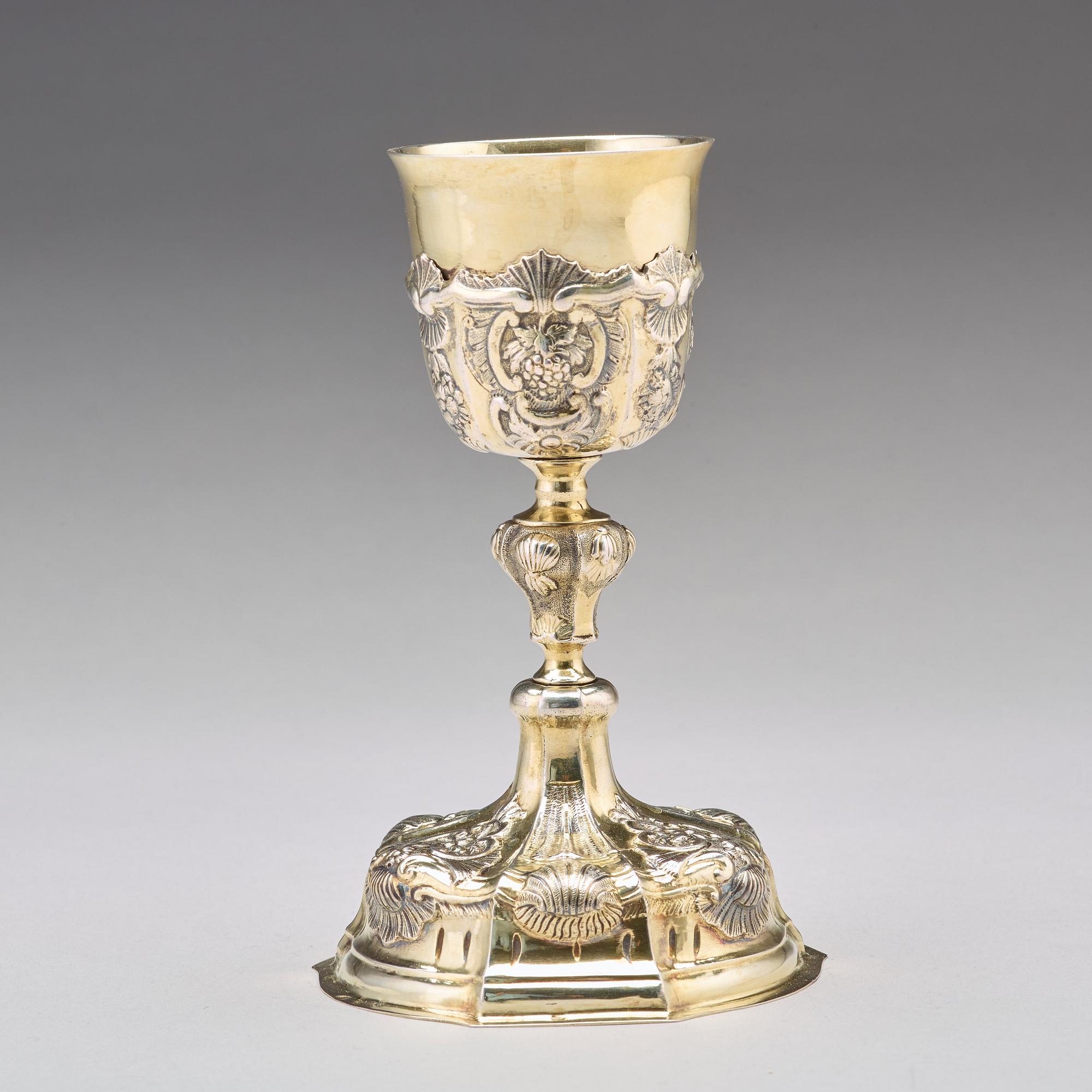 Kalk, silver, oidentifierad mästarstämpel, Österrike-Ungern, 1700-talets mitt, rokoko.