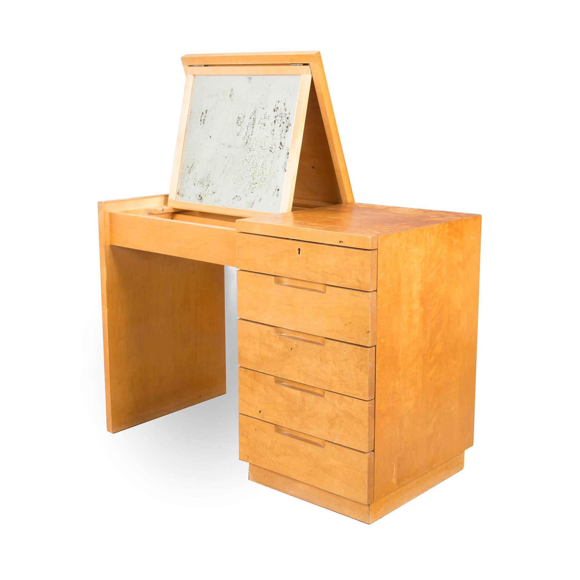 Aino Aalto, toalettbord / skrivbord,  modell 190, O.Y. Huonekalu- ja Rakennustyötehdas A.B. tidigt 1950-tal.